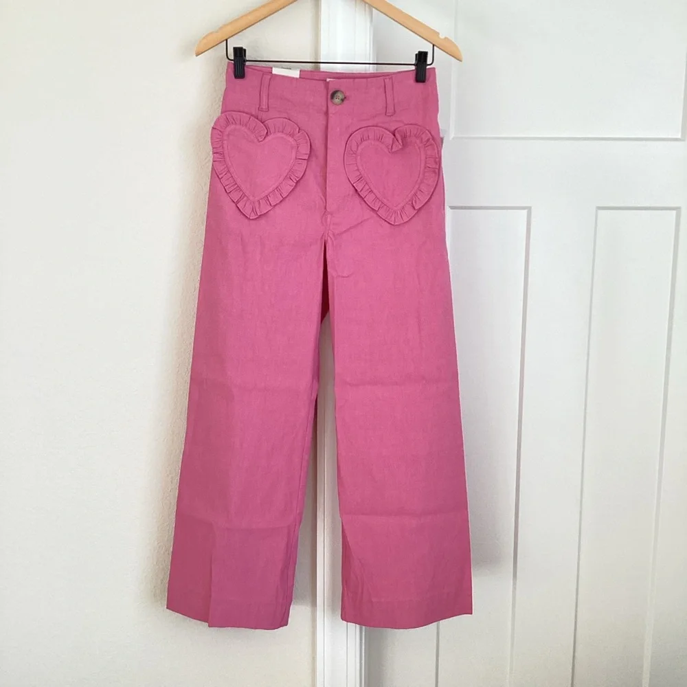 💕Anthroplogie COLETTE Cropped Wide-Leg Pants Maeve Heart Pocket NEW 28 - Picture 4 of 16